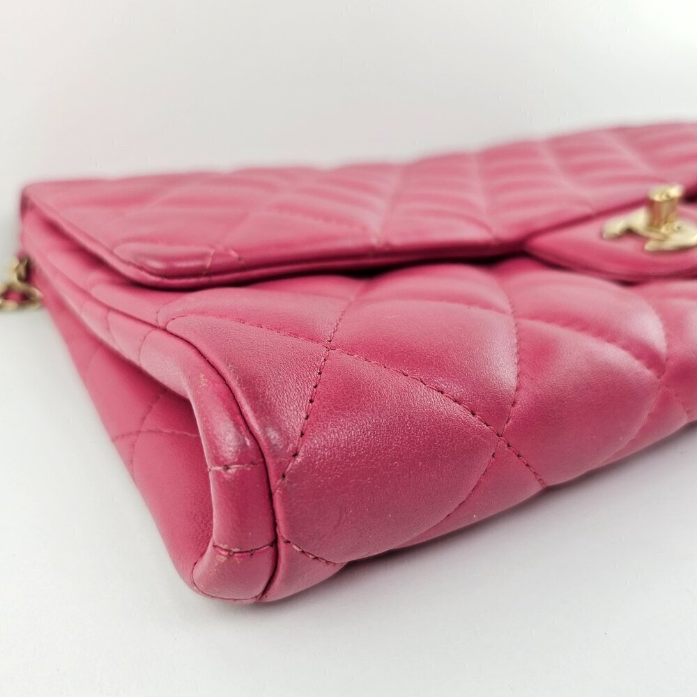 Chanel Lambskin Quilted Clutch with Chain Flap Pink - Picture 10 of 11